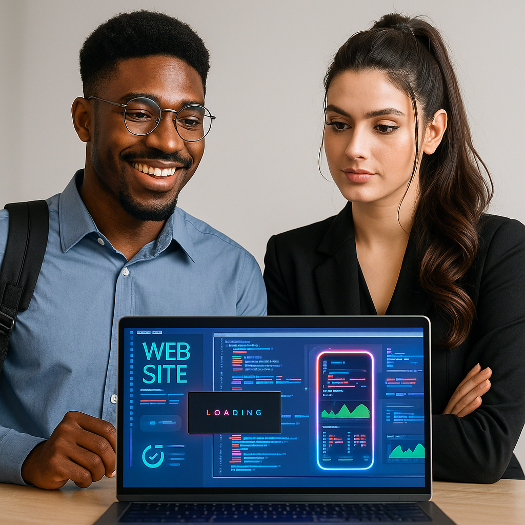 Alt tag: "Essential guide to becoming a website developer showcasing website design and vector elements for aspiring developers"